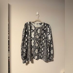 Express Snakeskin Puff Sleeve Blouse XL
